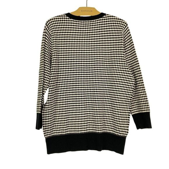 NWT Ann Taylor Factory Patterned, Crewneck Sweater, XL, 3/4 sleeves, tan/blue - Picture 5 of 9